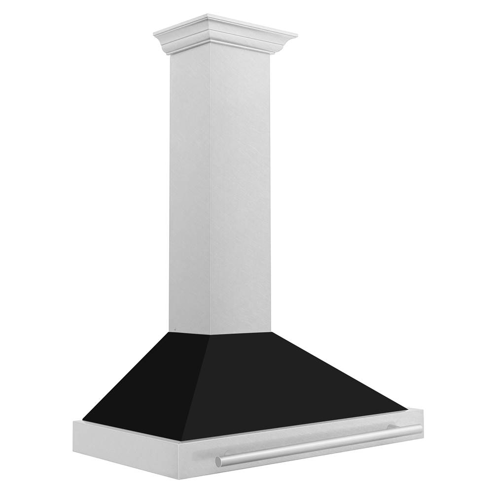 Z-Line 36'' DuraSnow® Stainless Steel Range Hood with Black Matte Shell and Stainless Steel Handle