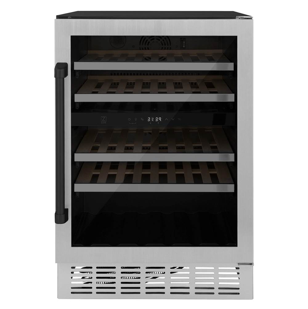Z-Line 24'' Monument Autograph Edition Dual Zone 44-Bottle Wine Cooler in Stainless Steel with Matte Black Accents