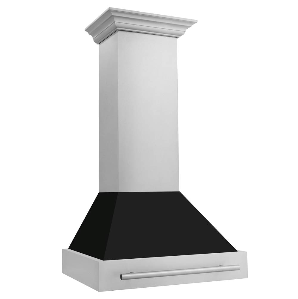 Z-Line 30'' Stainless Steel Range Hood with Black Matte Shell and Stainless Steel Handle