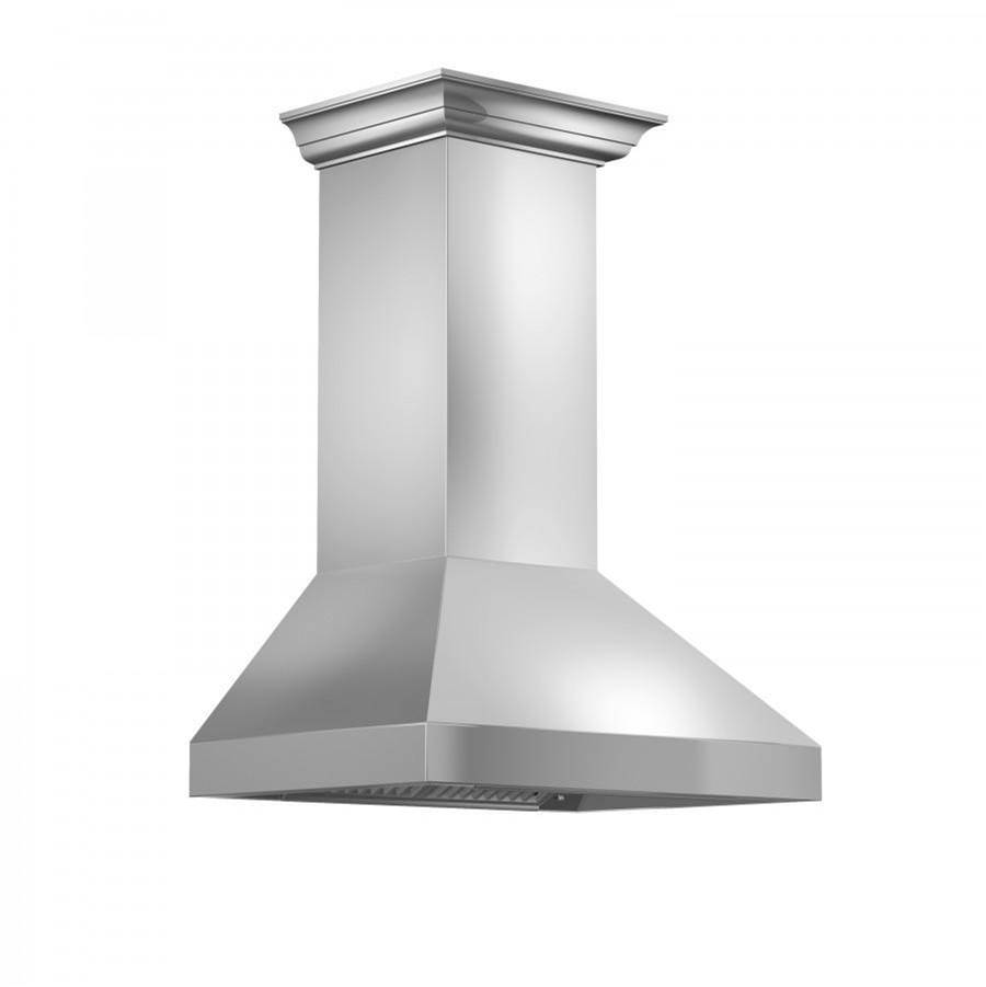 Z-Line 30'' Wall Mount Range Hood in Stainless Steel with Crown Molding